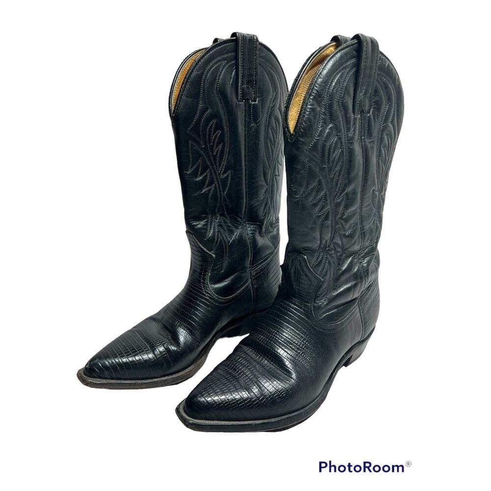 Boulet Black Cowboy Western Leather Riding Boots Women's 5 Canada Made